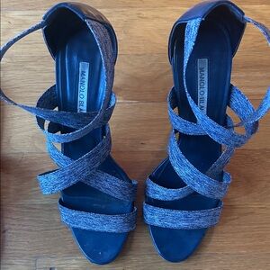 Manolo Blahnik Navy Strappy Heels